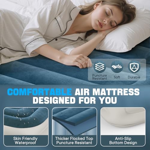 Vossal Twin Air Mattress Quick Inflate Durable Waterproof for Home Camp Guests