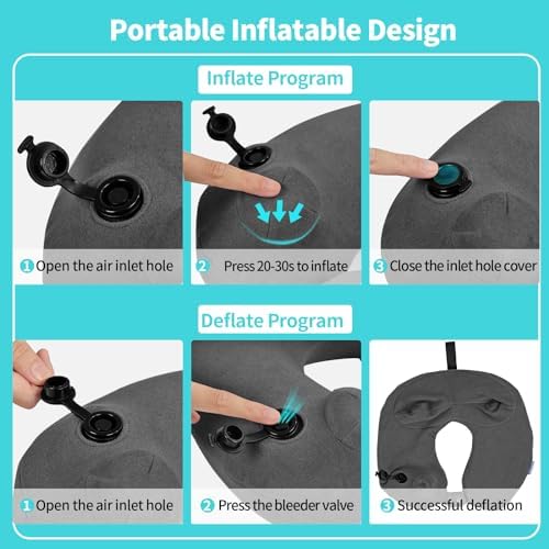 Glyzia 2-Pack Inflatable Travel Neck Pillow for Adults