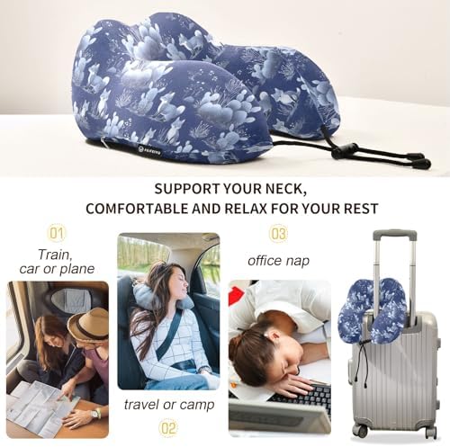 ALAZA Neck Travel Pillow Soft Washable Memory Foam Pillow for Airplanes