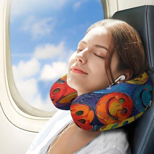 Colorful Smiley Face Memory Foam Travel Pillow
