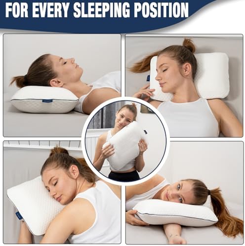 Memory Foam Pillow Temperature Regulating Long-Lasting Travel Camping White