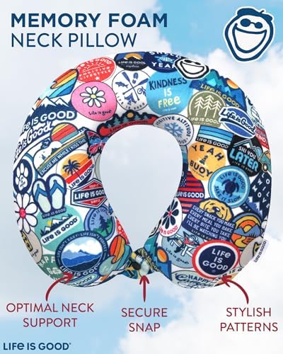 Life is Good Neck Pillow - Soft Memory Foam Travel Support