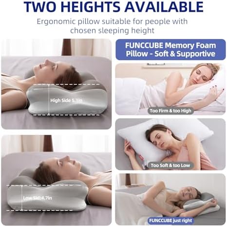 FUNCCUBE Cervical Neck Pillow with Cooling Case