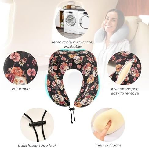 ALAVA Memory Foam Neck Travel Pillow - Washable Portable for Airplanes